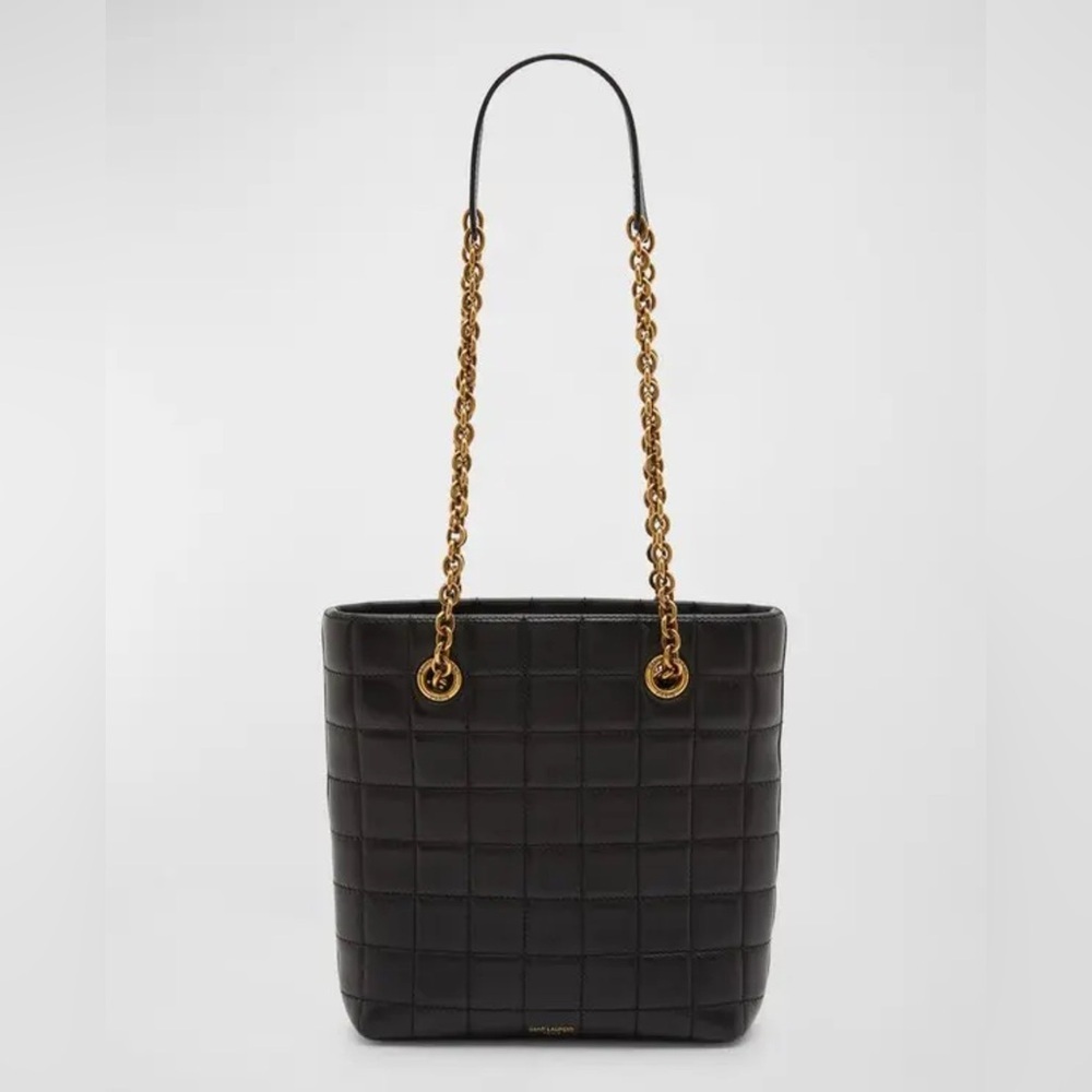 Yves Saint Laurent Black NWOT Quilted chocolate bar Shoulder Bag gold hardware